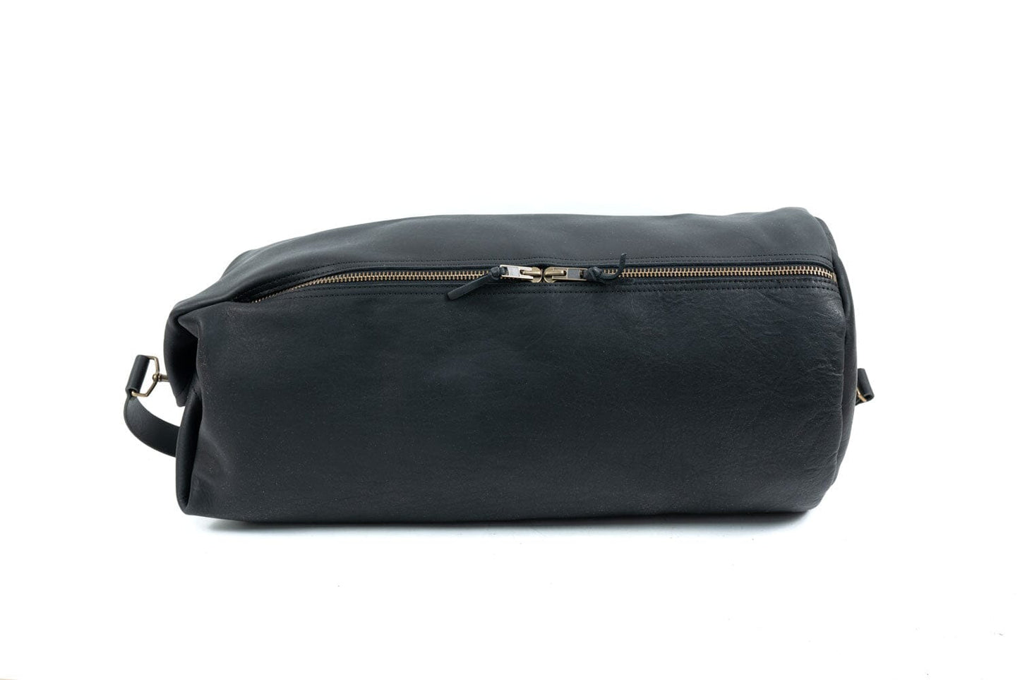 GUNNAR ZIPPERED LEATHER DUFFLE BAG - MILITARY STYLE DUFFLE BAG