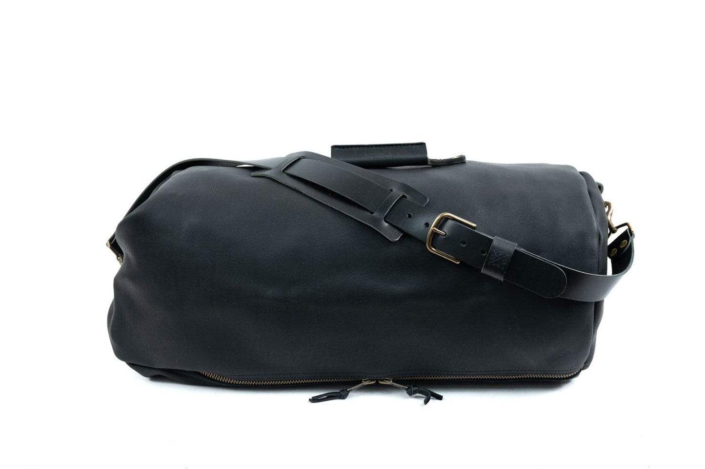 GUNNAR ZIPPERED LEATHER DUFFLE BAG - MILITARY STYLE DUFFLE BAG