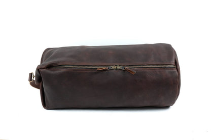 GUNNAR ZIPPERED LEATHER DUFFLE BAG - MILITARY STYLE DUFFLE BAG