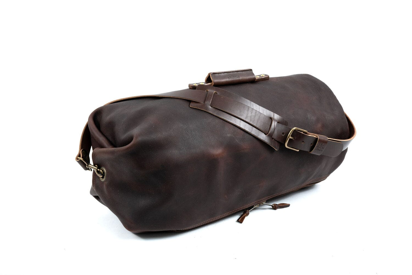 GUNNAR ZIPPERED LEATHER DUFFLE BAG - MILITARY STYLE DUFFLE BAG