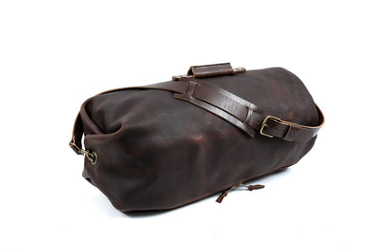 GUNNAR ZIPPERED LEATHER DUFFLE BAG - MILITARY STYLE DUFFLE BAG