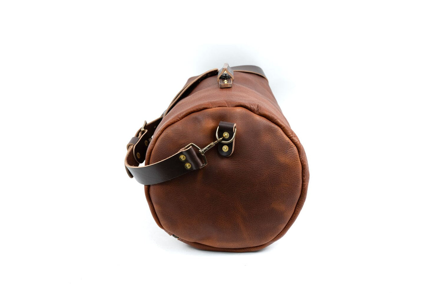 GUNNAR ZIPPERED LEATHER DUFFLE BAG - MILITARY STYLE DUFFLE BAG