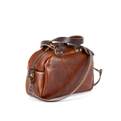 HOFFMAN LEATHER CROSSBODY BAG - CHESTNUT