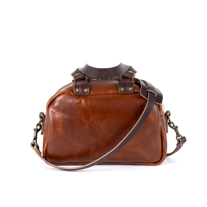 HOFFMAN LEATHER CROSSBODY BAG - CHESTNUT