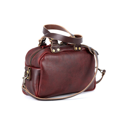 HOFFMAN LEATHER CROSSBODY BAG - WINE BISON