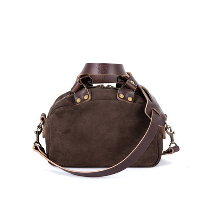 HOFFMAN LEATHER CROSSBODY BAG - MINI - CHOCOLATE SUEDE