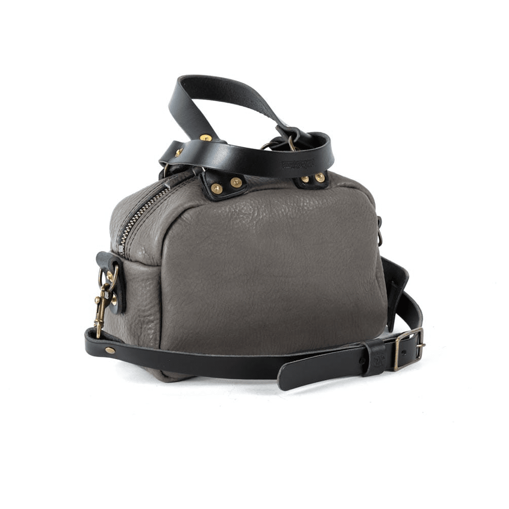 HOFFMAN LEATHER CROSSBODY BAG - MINI - LEAD GRAY