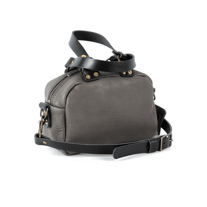 HOFFMAN LEATHER CROSSBODY BAG - MINI - LEAD GRAY