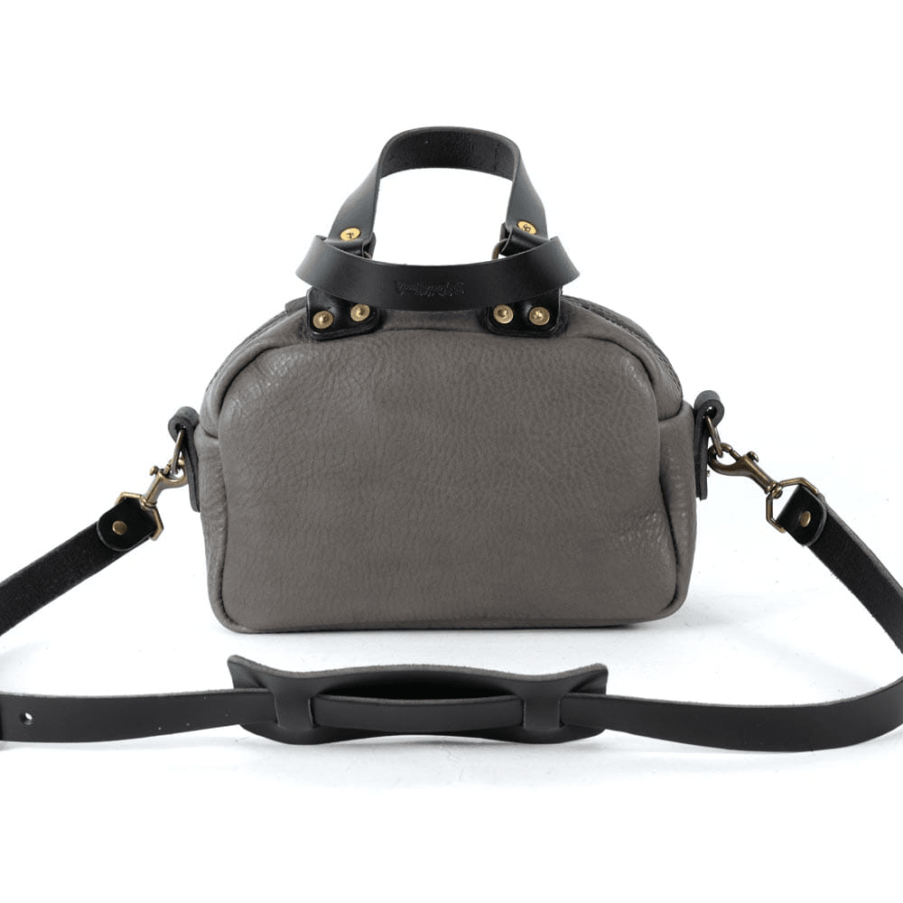HOFFMAN LEATHER CROSSBODY BAG - MINI - LEAD GRAY