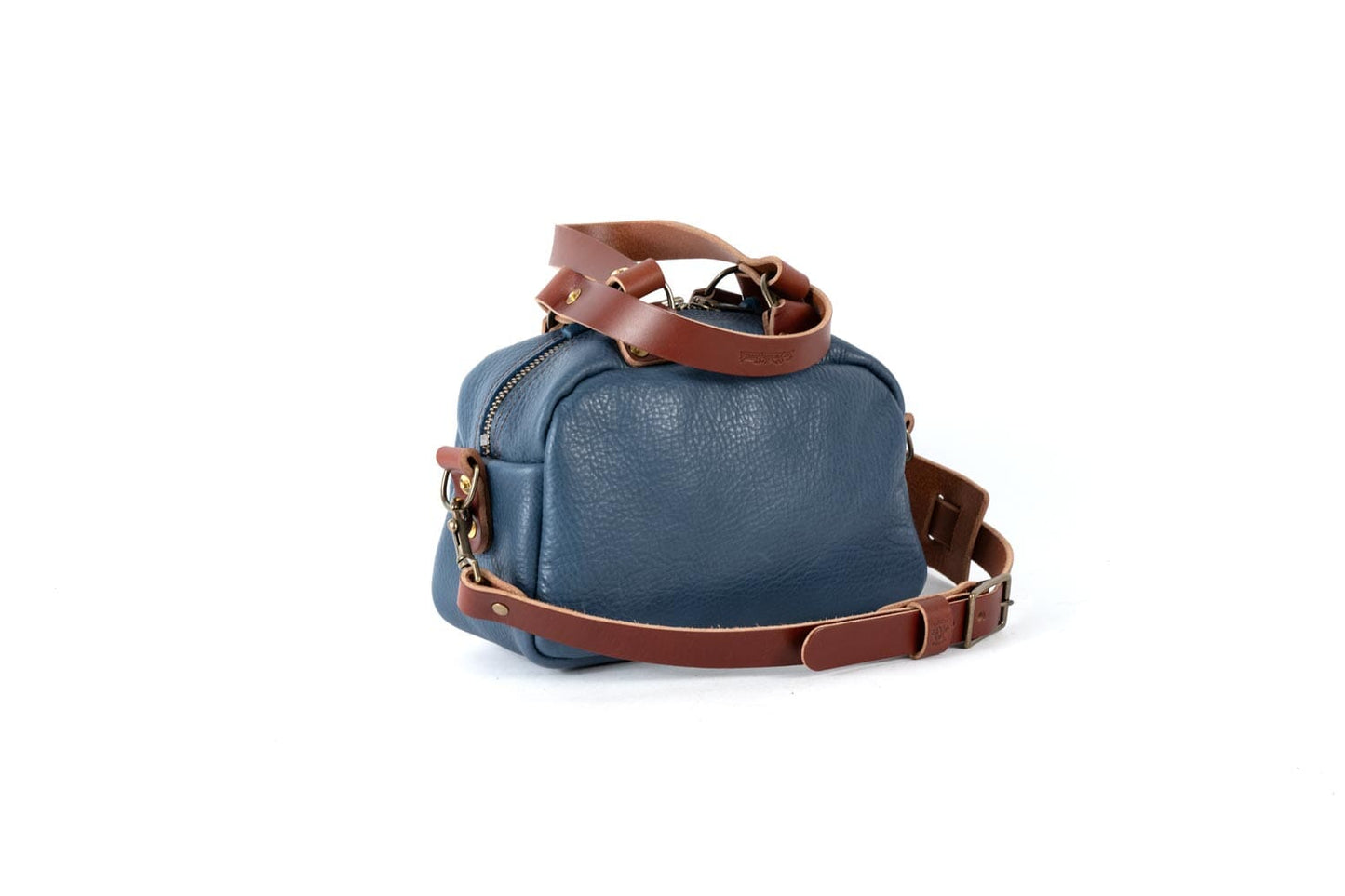 HOFFMAN LEATHER CROSSBODY BAG - MINI - SMOKEY BLUE
