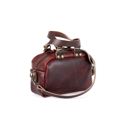 HOFFMAN LEATHER CROSSBODY BAG - MINI - WINE BISON - IN STOCK