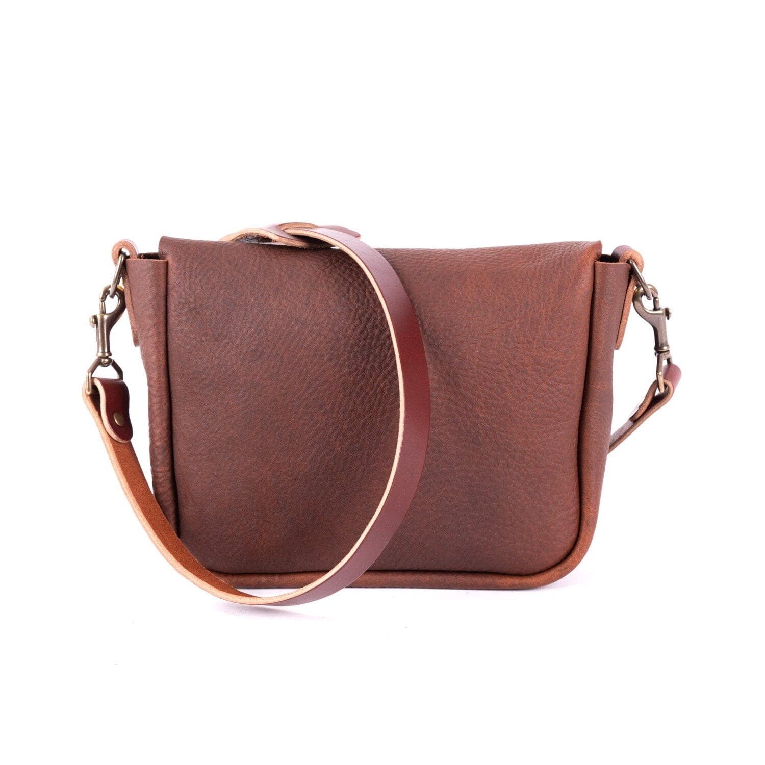 KINDLE LEATHER SATCHEL - SMALL - SADDLE - MAGNETIC SNAP - FIRST