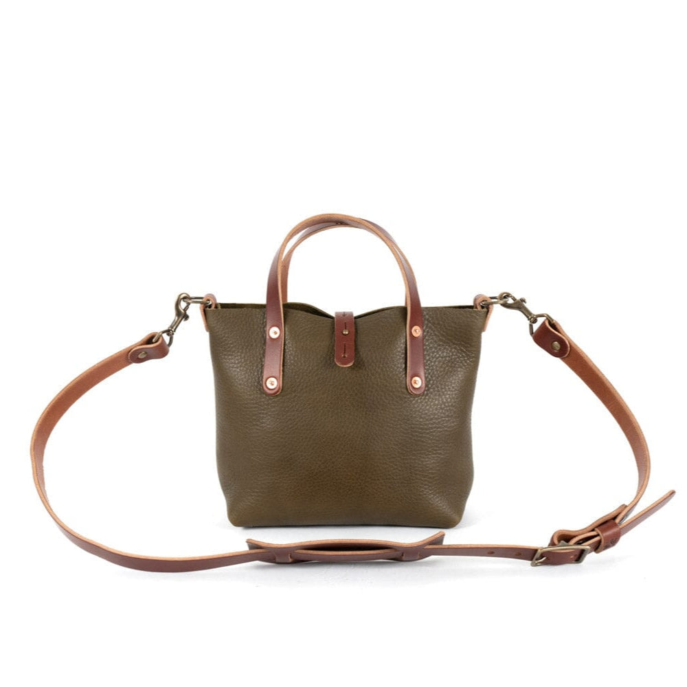 AVERY LEATHER TOTE BAG - MINI CROSSBODY - OLIVE