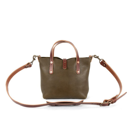 AVERY LEATHER TOTE BAG - MINI CROSSBODY - OLIVE