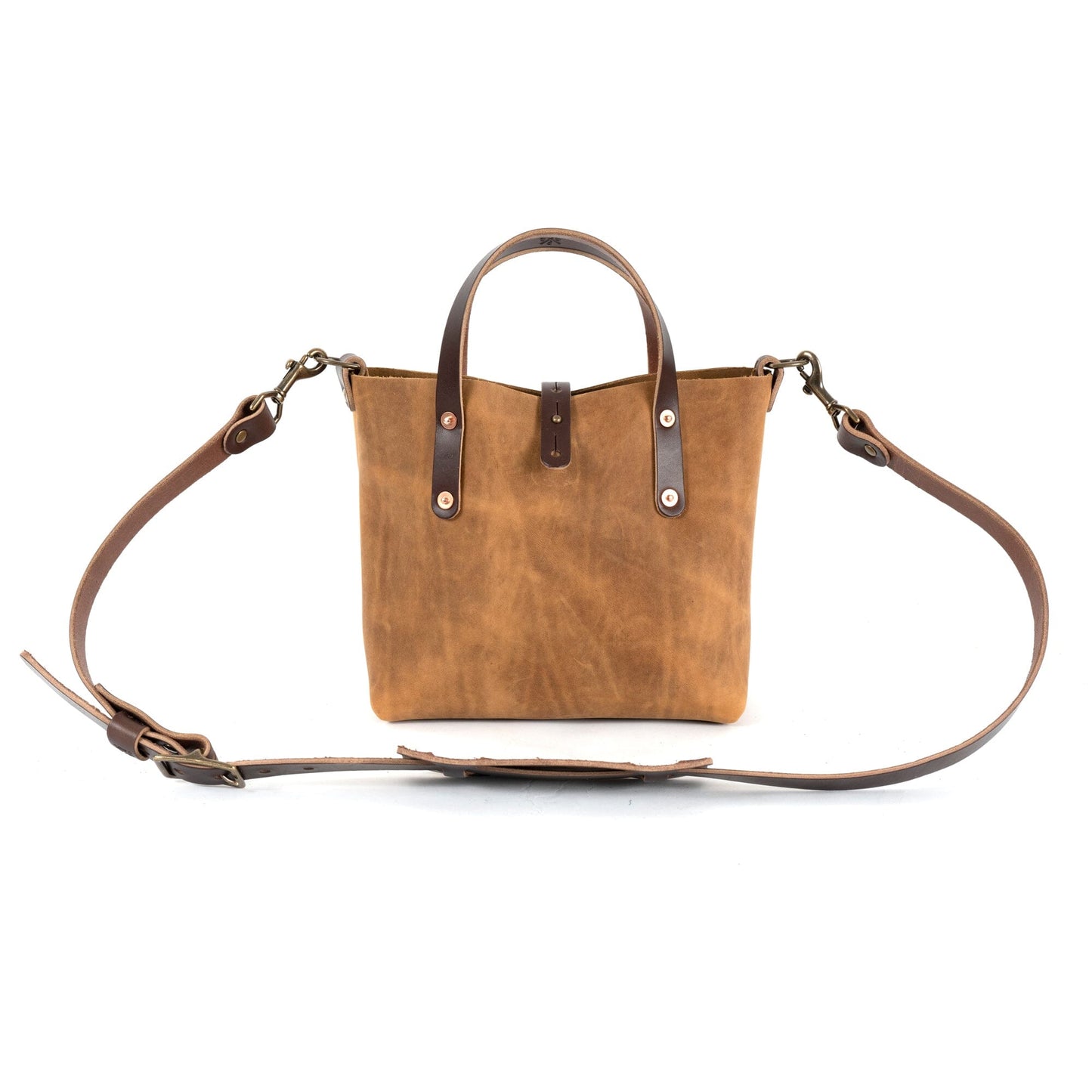 AVERY LEATHER TOTE BAG - MINI CROSSBODY - TOBACCO