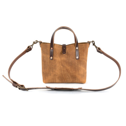 AVERY LEATHER TOTE BAG - MINI CROSSBODY - TOBACCO