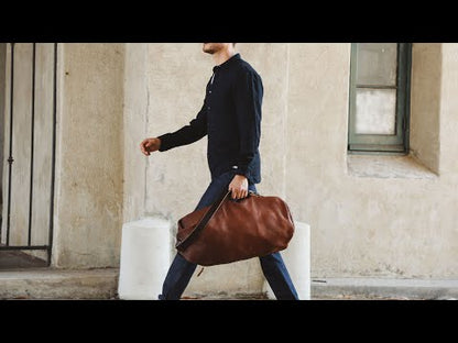 GUNNAR ZIPPERED LEATHER DUFFLE BAG - MILITARY STYLE DUFFLE BAG