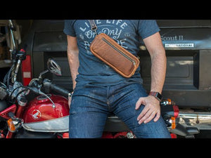 LEATHER FANNY PACK / LEATHER WAIST BAG - DELUXE - LEAD GRAY