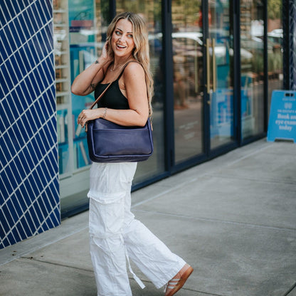 RENNIE LEATHER SHOULDER BAG - MEDIUM - VIOLET - IN STOCK