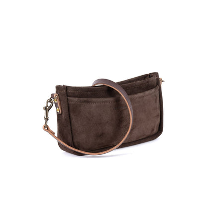 RENNIE LEATHER SHOULDER BAG - CHOCOLATE SUEDE
