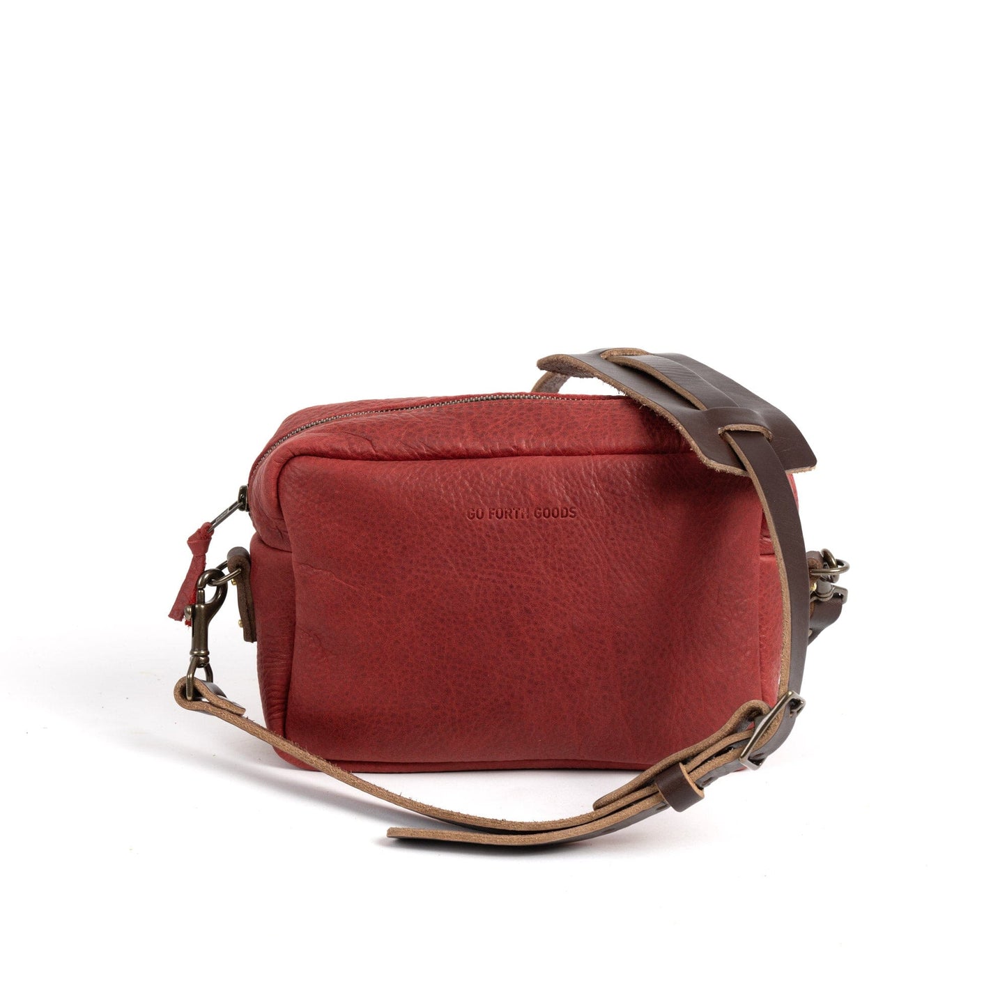 SARAH LEATHER CROSSBODY - GARNET RED