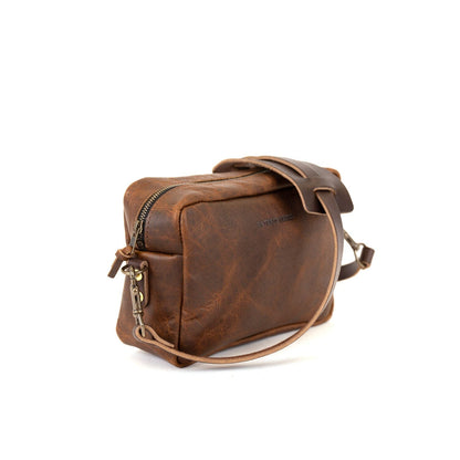 SARAH LEATHER CROSSBODY - HICKORY BISON