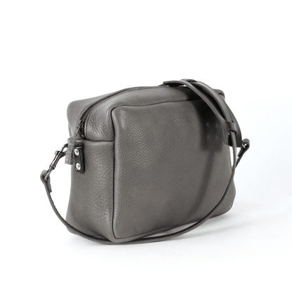 SARAH LEATHER CROSSBODY - LARGE - LEAD GRAY