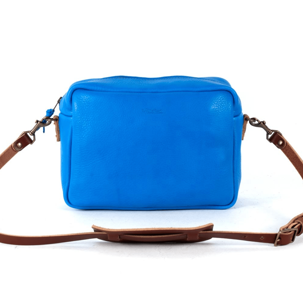 SARAH LEATHER CROSSBODY - LARGE - OCEAN BLUE