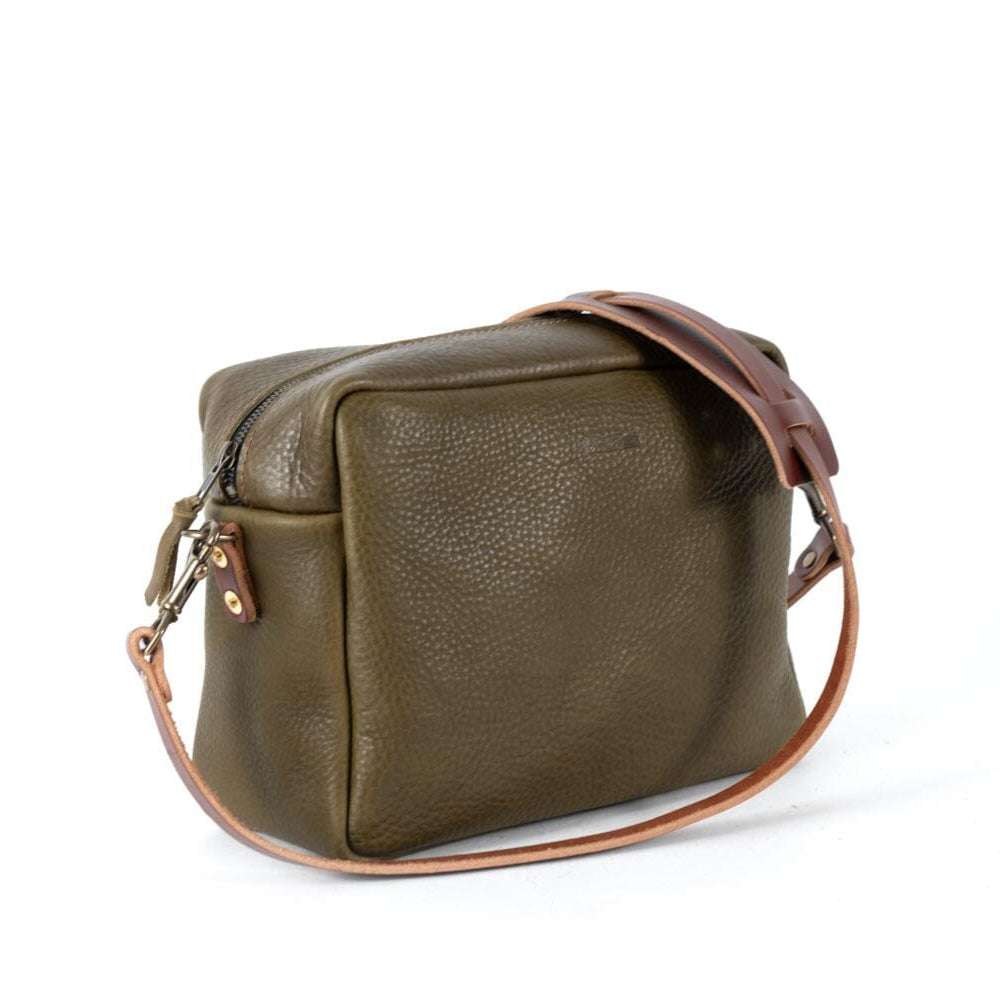 SARAH LEATHER CROSSBODY - LARGE - OLIVE