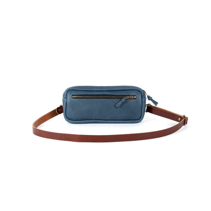 LEATHER FANNY PACK / LEATHER WAIST BAG - DELUXE - SMOKEY BLUE