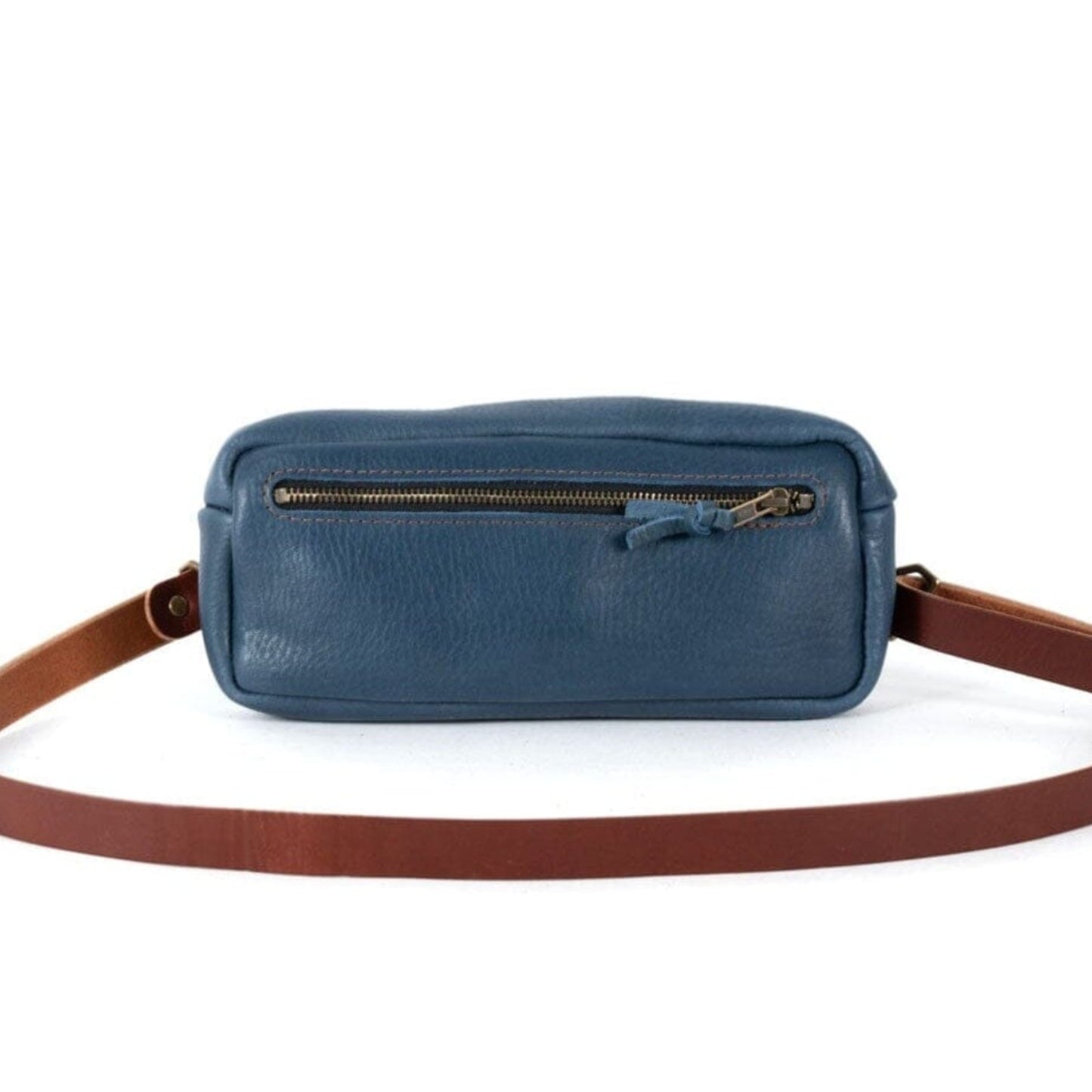 LEATHER FANNY PACK / LEATHER WAIST BAG - SMOKEY BLUE