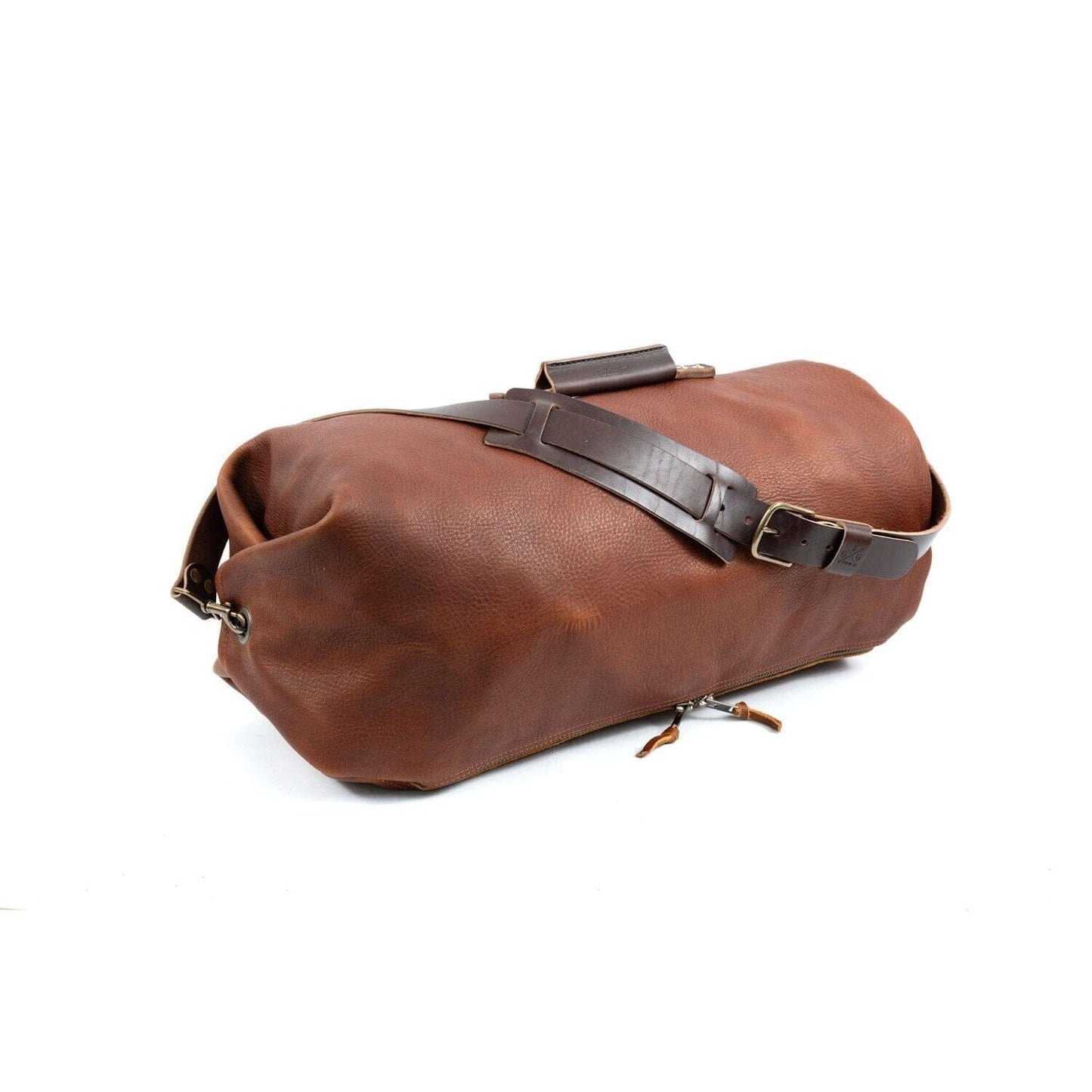 GUNNAR ZIPPERED LEATHER DUFFLE BAG - MILITARY STYLE DUFFLE BAG