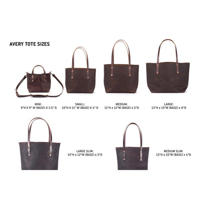 AVERY LEATHER TOTE BAG - MINI CROSSBODY - PINE GREEN BISON
