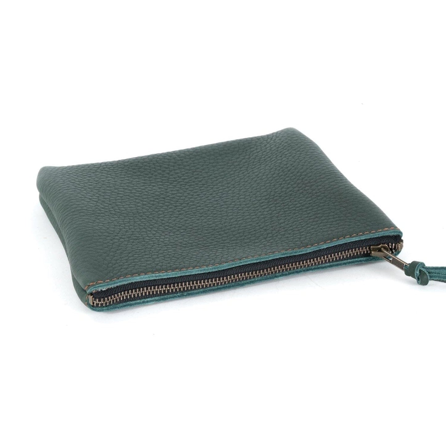 LEATHER TOP ZIPPER POUCH - LARGE