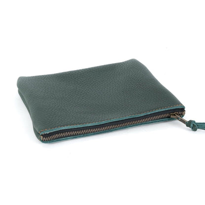 LEATHER TOP ZIPPER POUCH - MEDIUM