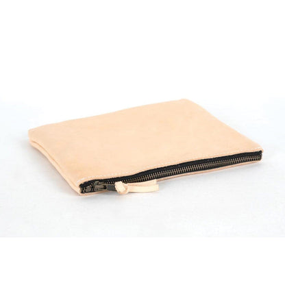 LEATHER TOP ZIPPER POUCH - LARGE