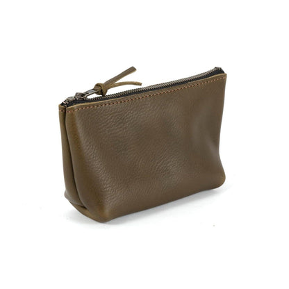 LEATHER ZIPPERED POUCH WITH GUSSET - LARGE