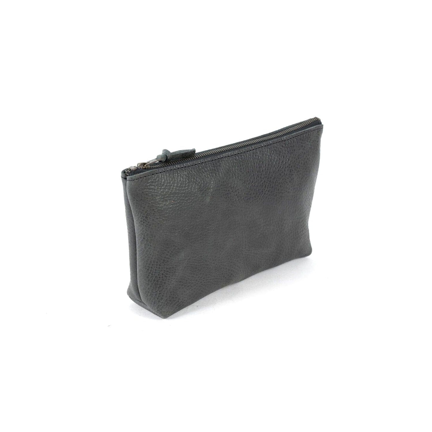 LEATHER ZIPPERED POUCH WITH GUSSET - LARGE