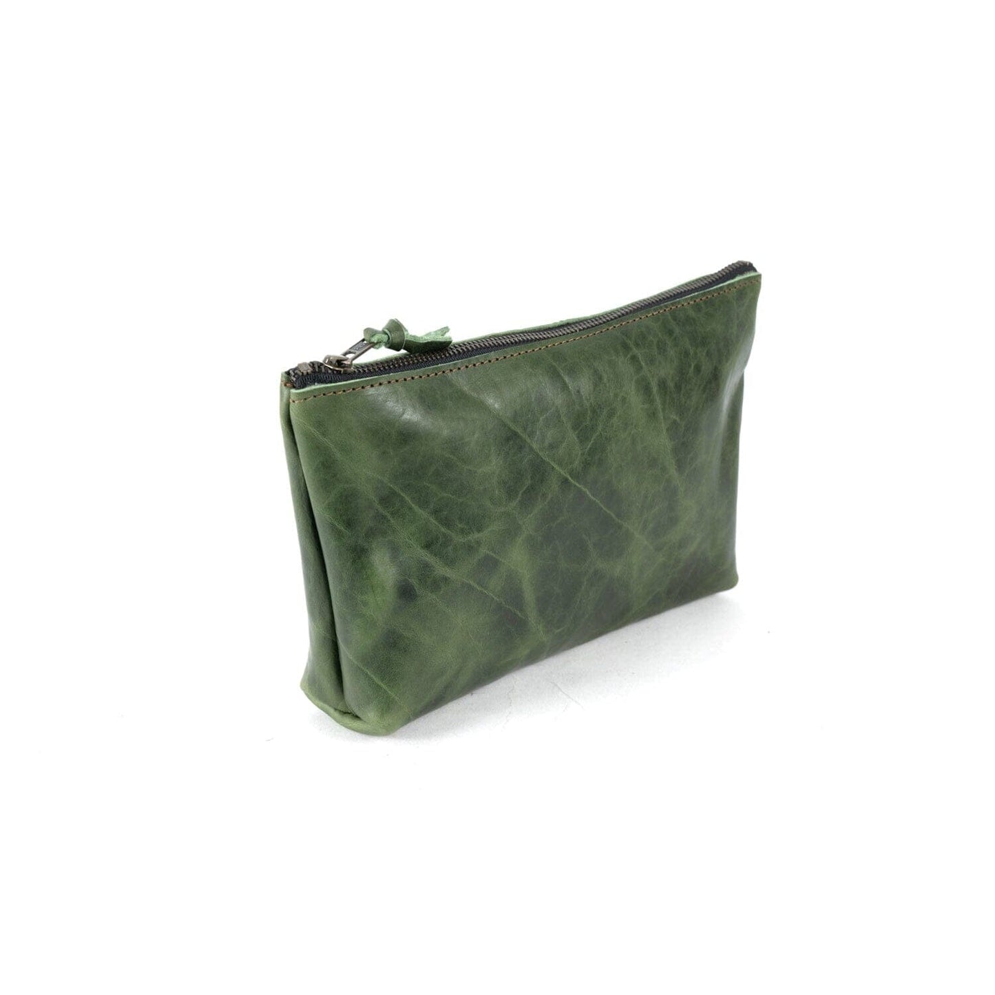 LEATHER ZIPPERED POUCH WITH GUSSET - LARGE