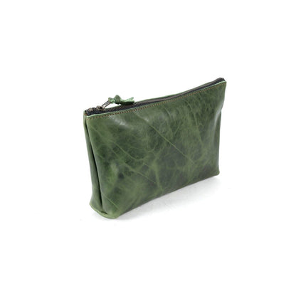 LEATHER ZIPPERED POUCH WITH GUSSET - LARGE