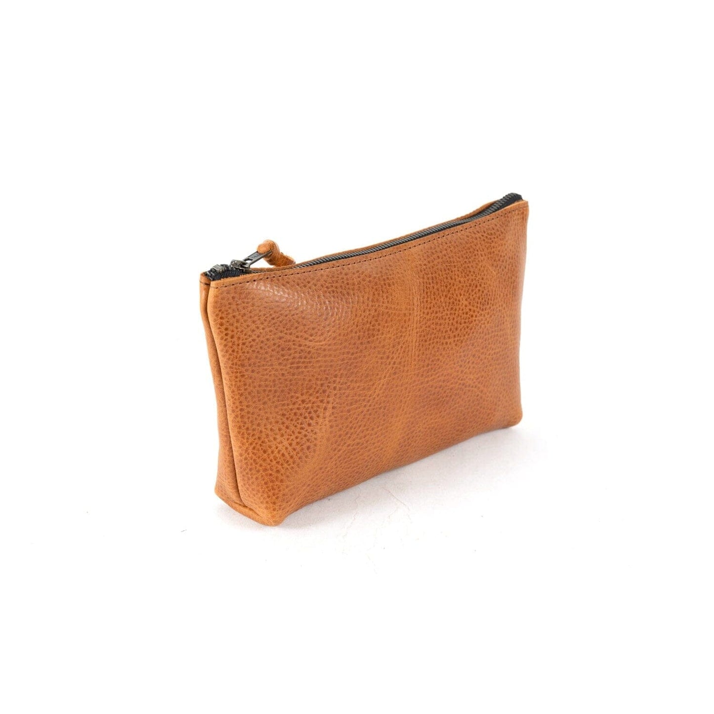 LEATHER ZIPPERED POUCH WITH GUSSET - LARGE