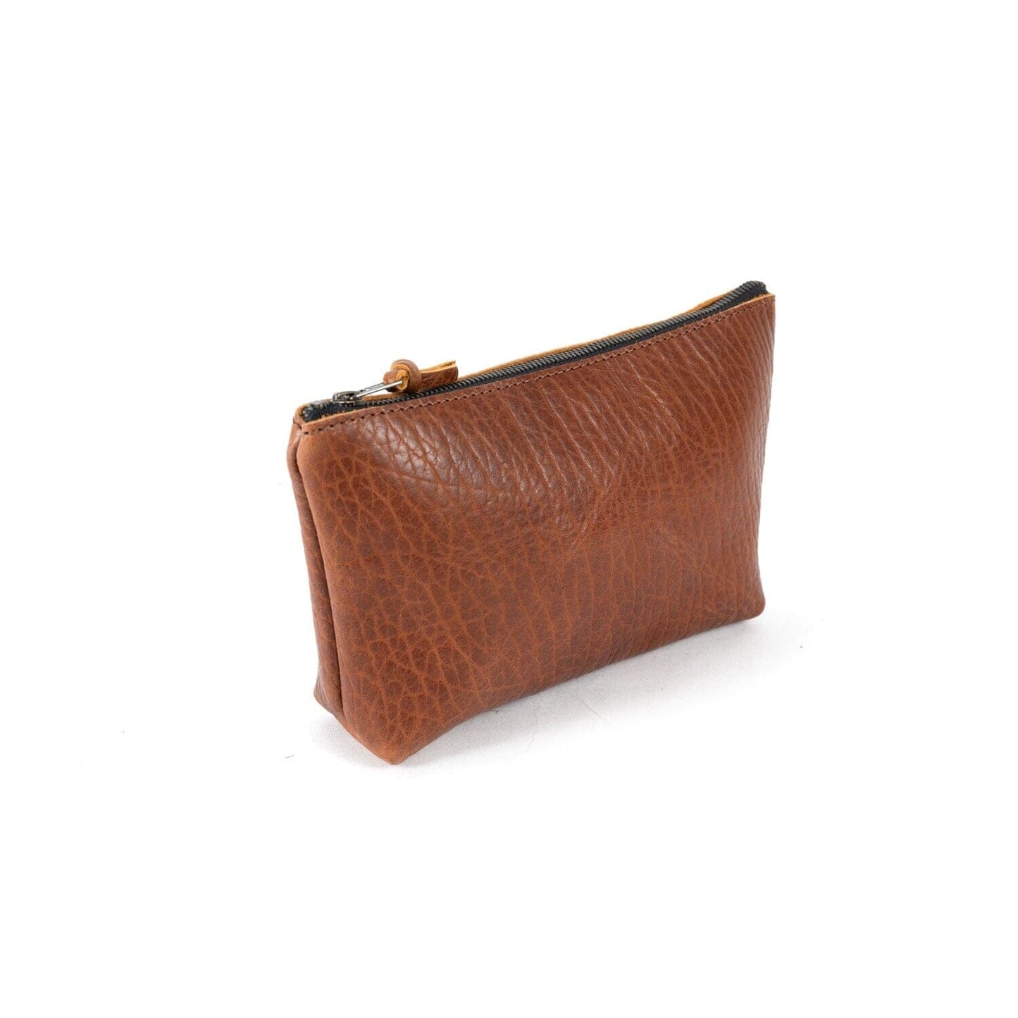 LEATHER ZIPPERED POUCH WITH GUSSET - LARGE