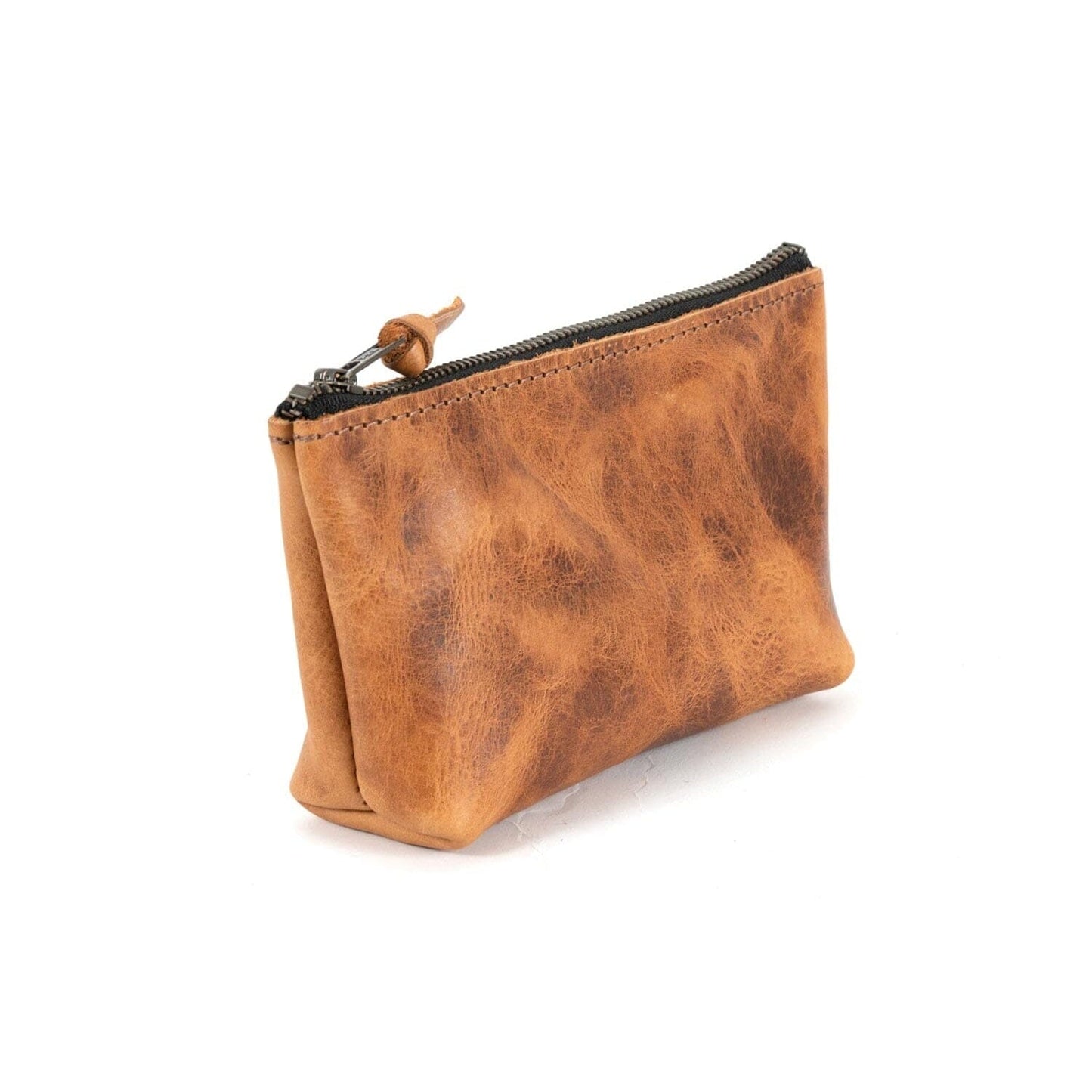 LEATHER ZIPPERED POUCH WITH GUSSET - LARGE