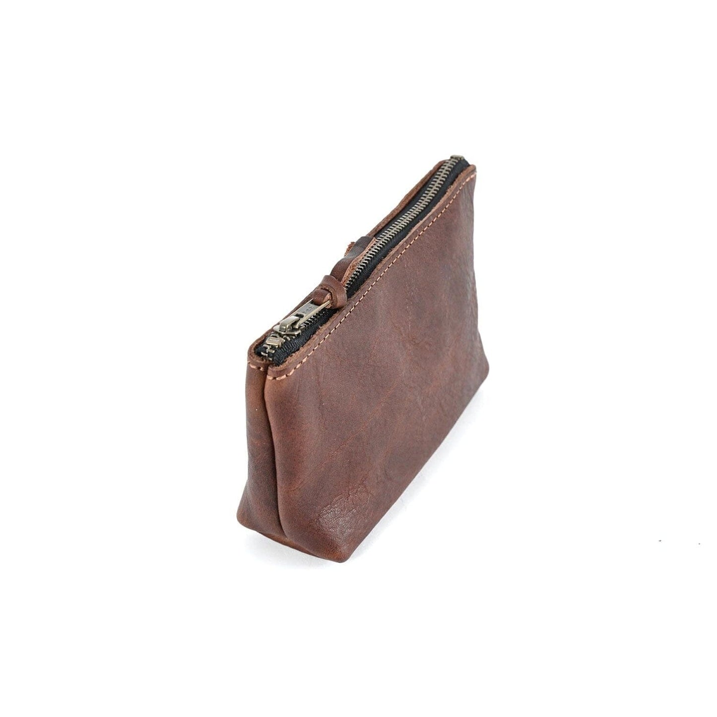 LEATHER ZIPPERED POUCH WITH GUSSET - LARGE