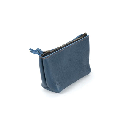 LEATHER ZIPPERED POUCH WITH GUSSET - MEDIUM