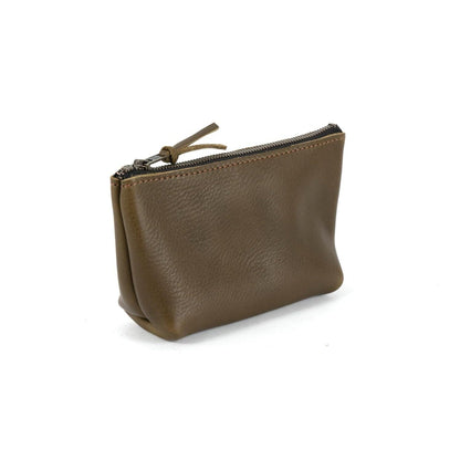 LEATHER ZIPPERED POUCH WITH GUSSET - MEDIUM