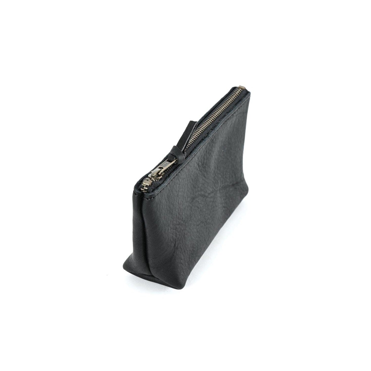 LEATHER ZIPPERED POUCH WITH GUSSET - MEDIUM
