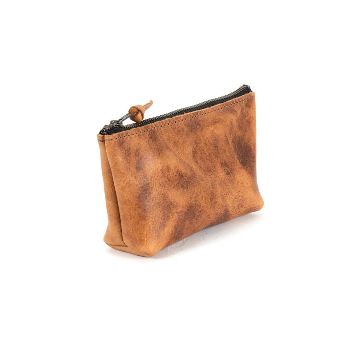 LEATHER ZIPPERED POUCH WITH GUSSET - MEDIUM