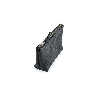 LEATHER ZIPPERED POUCH WITH GUSSET - MEDIUM