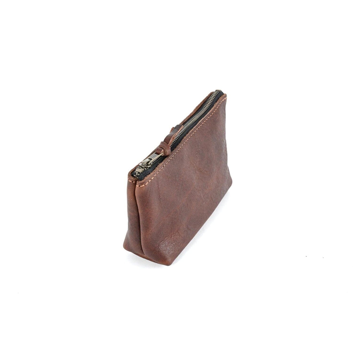 LEATHER ZIPPERED POUCH WITH GUSSET - MEDIUM